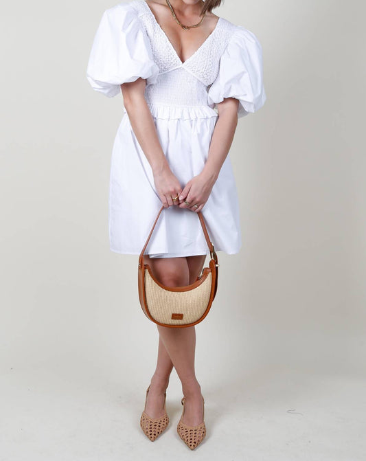 Aureum - Smocked Puff Sleeve Mini Dress