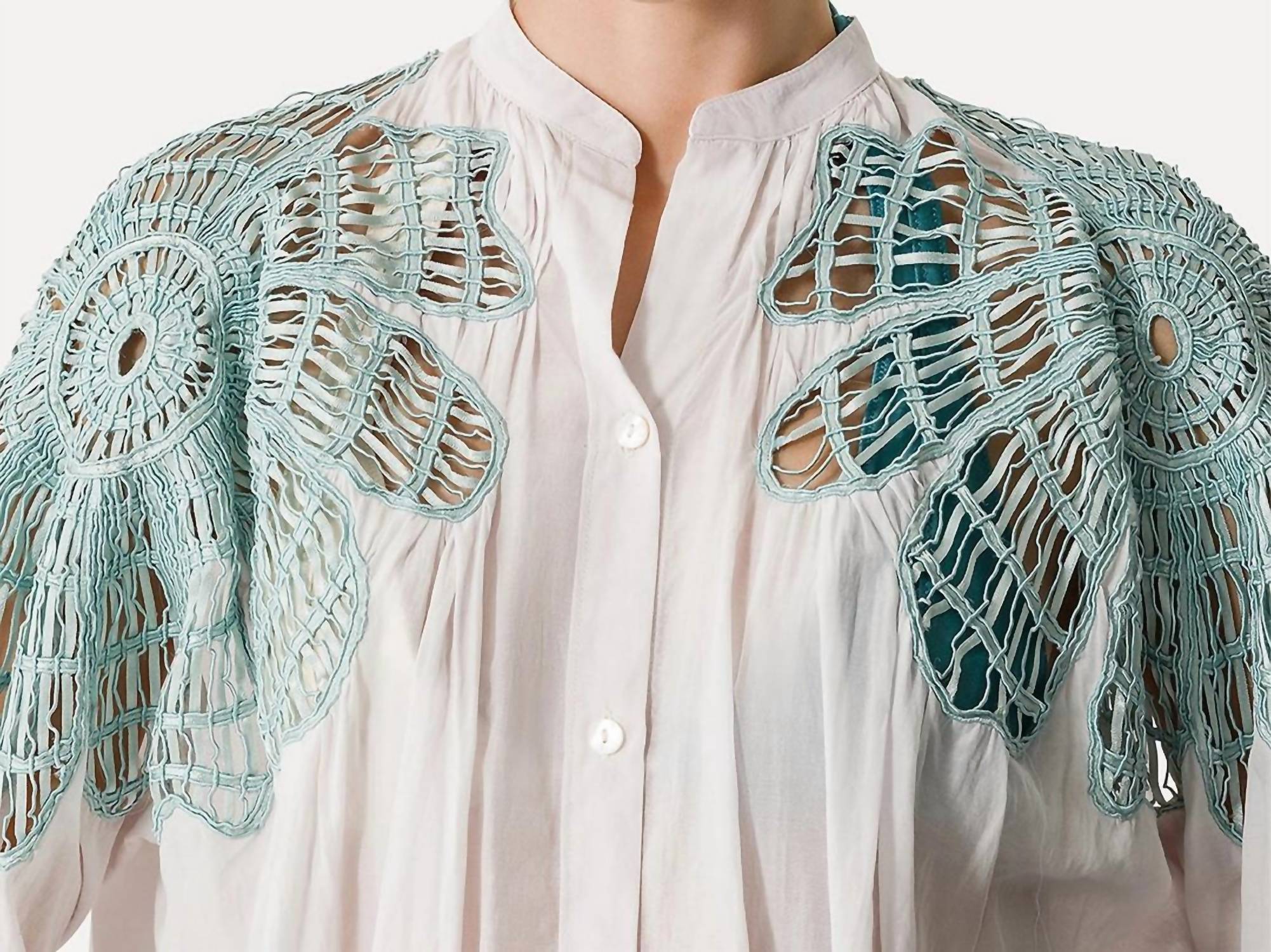 forte forte Floréal Embroidered Blouse in white - women's blouse - alternate view