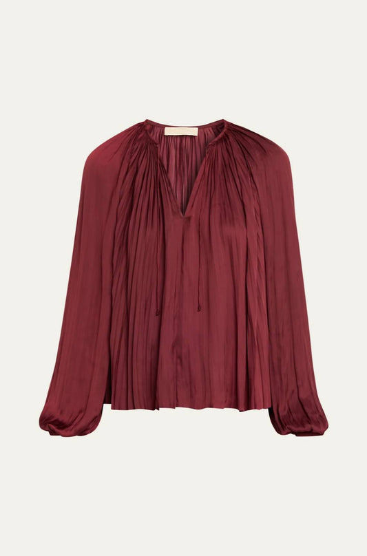 Ulla Johnson - Electra Pleated Satin Peasant Blouse