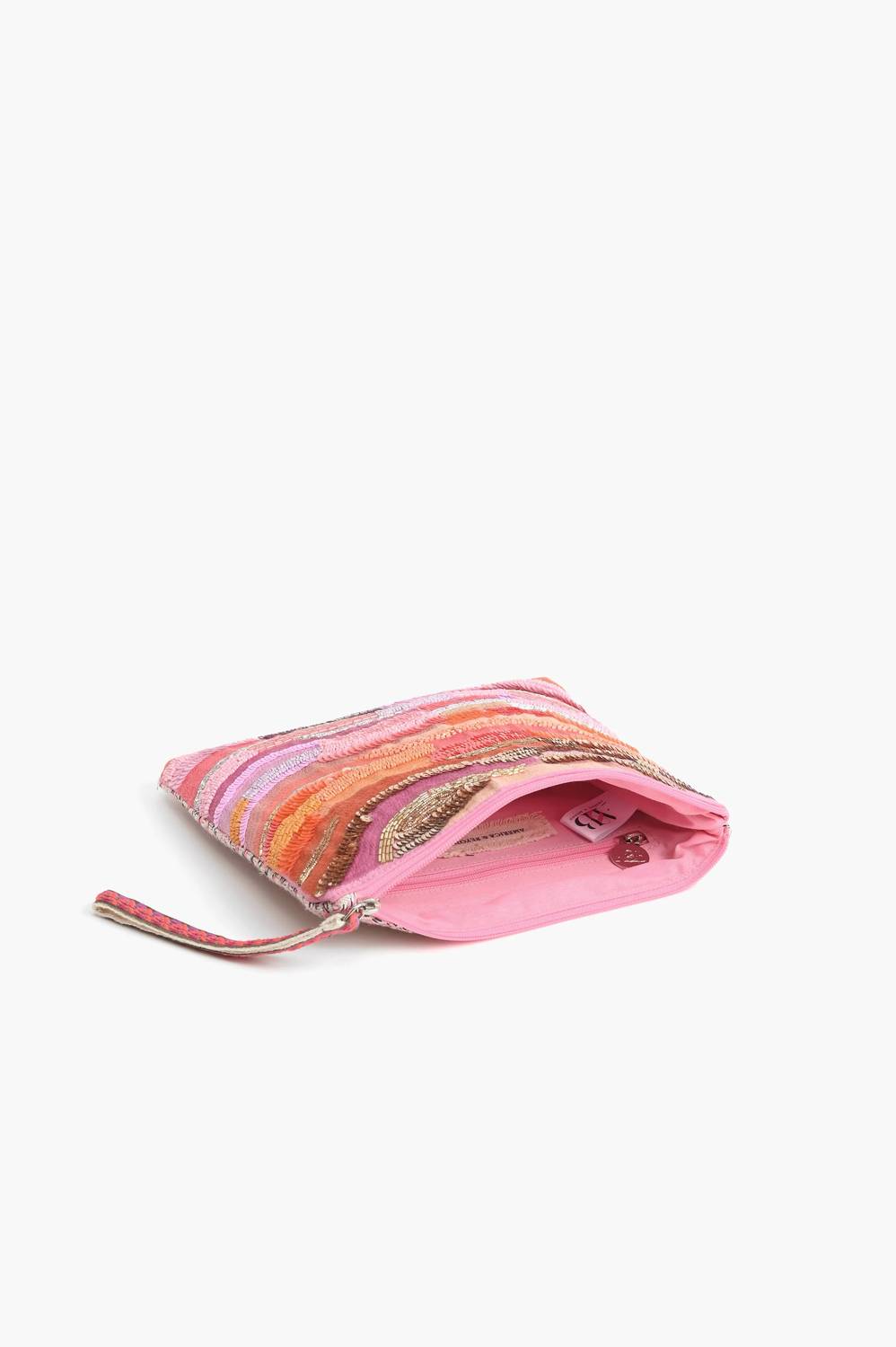 America & Beyond - Women's Ombre Embellished Top Zip Clutch