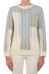 LE TRICOT PERUGIA Giro Collo Sweater in offwhite grey sky - women's sweater
