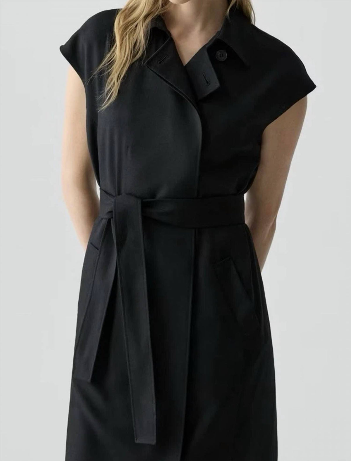 Theory - CRISP COLLAR DOUBLE BREASTED BELT DRESS