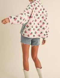 Mable - Carly Floral Shearling & Denim Jacket