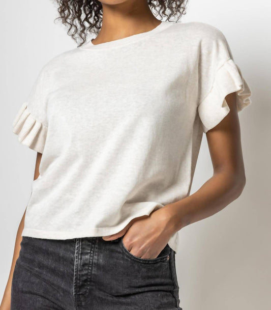 Lilla P - RUFFLE SLEEVE CREW NECK SWEATER