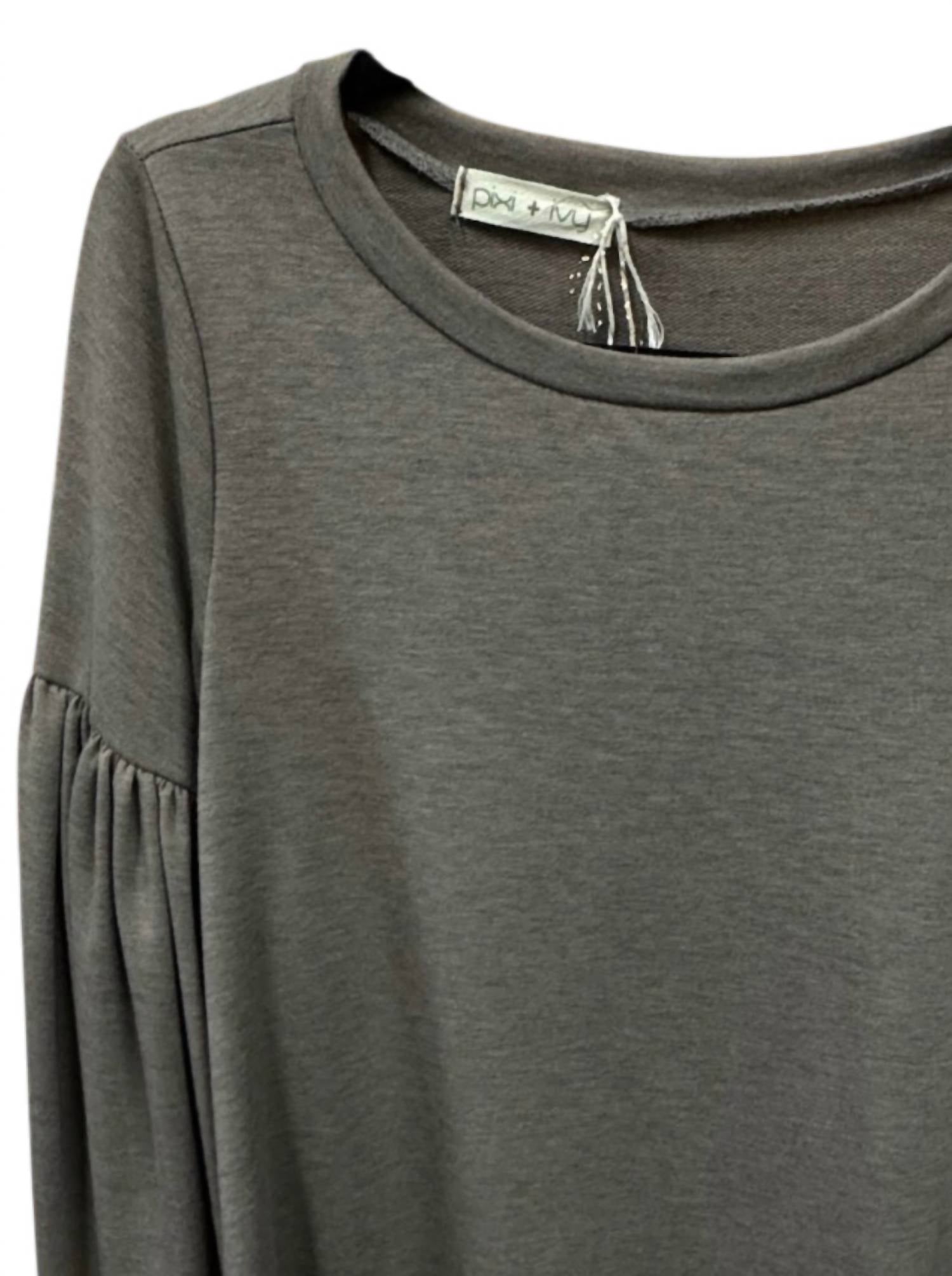 Pixi + Ivy Women's Bubble Sleeve Dress in taupe - women's dress - detail view
