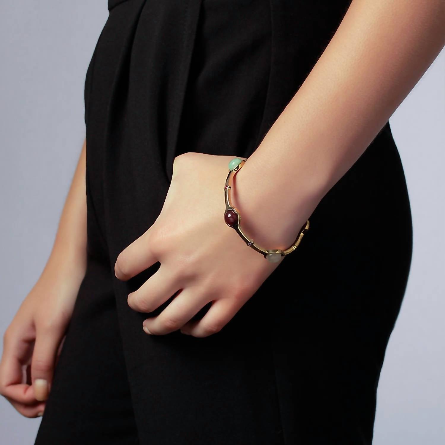 Avenue Chic - Women's Temple Muse Gemstone Stackable Bangle