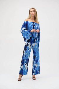 Joseph Ribkoff - PLEATED NOVELTY TROPICAL PRINT OFF-SHOULDER TOP