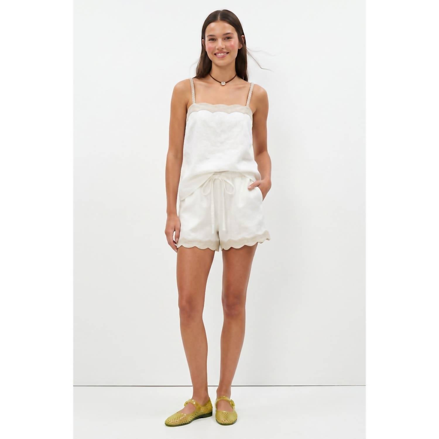 Naked Zebra - Scallop Trim Linen Shorts