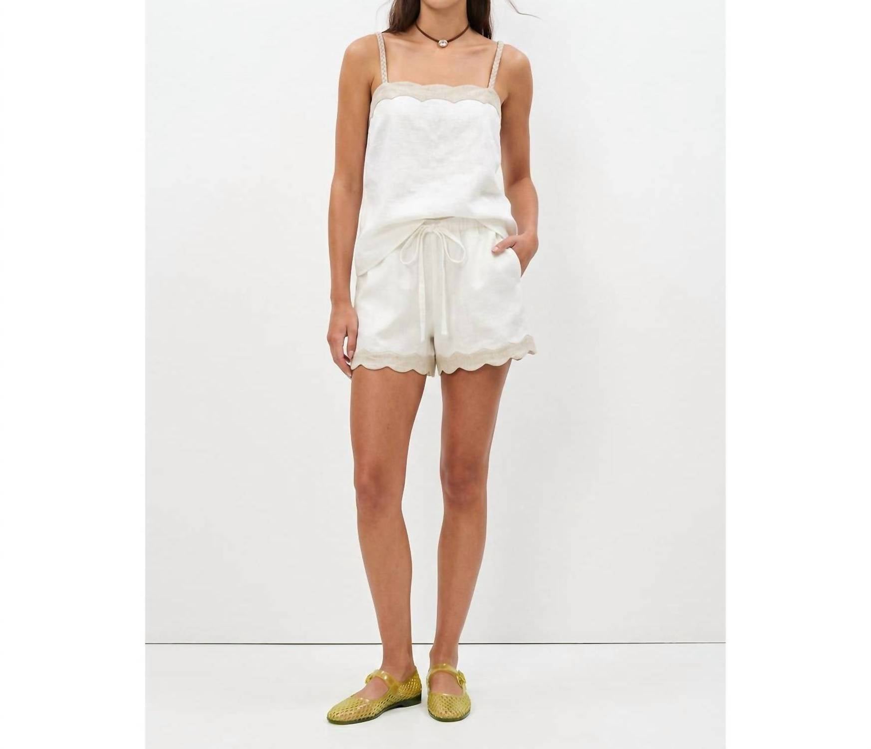 Naked Zebra - Scallop Trim Linen Shorts