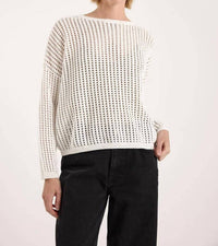 Wispr Astrid Sequin Crew Sweater in white - women's sweater - detail view
