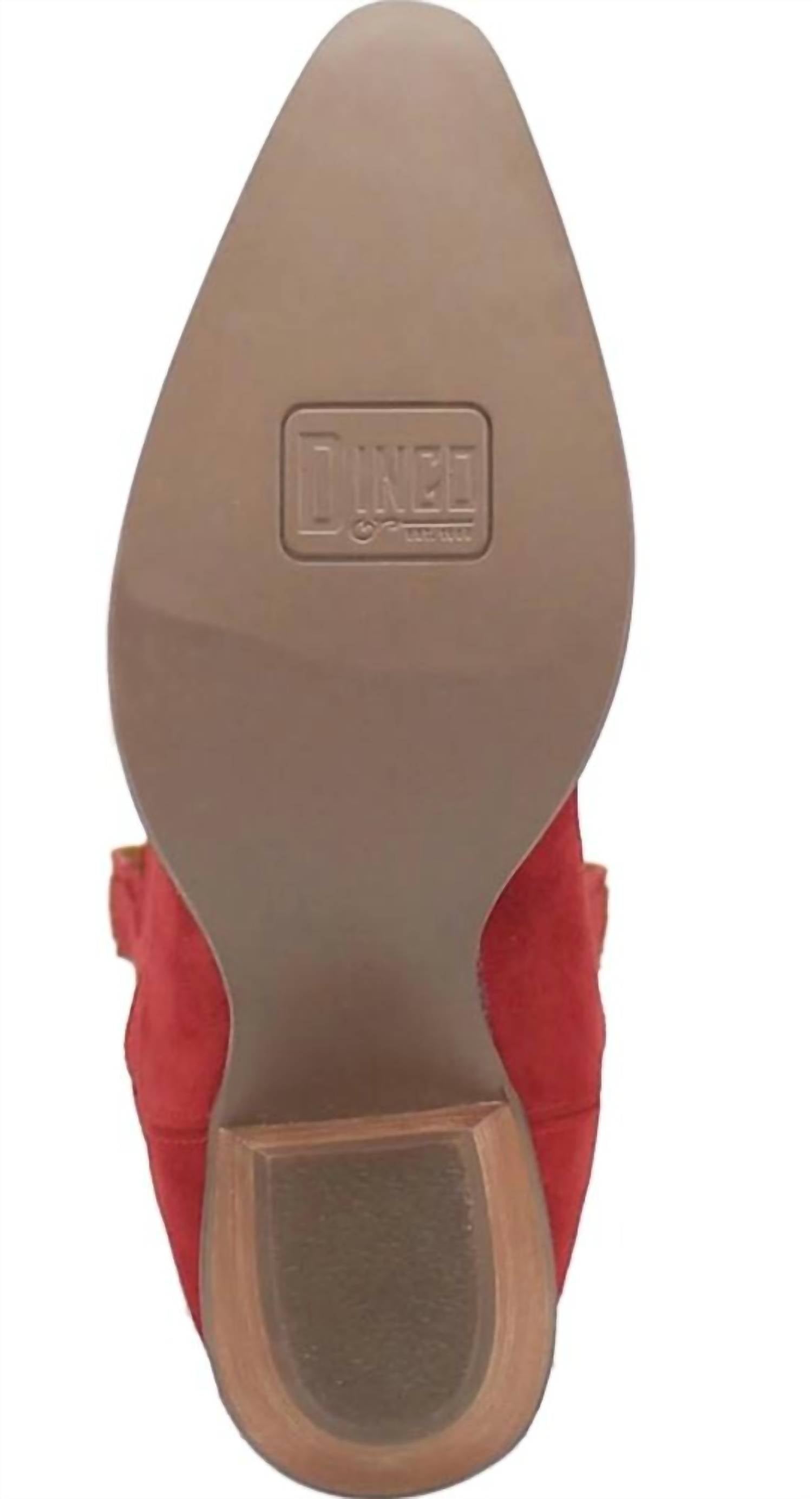 Dingo Women's Out West Suede Fashion Snip Toe Boots in red - women's shoe - view 4