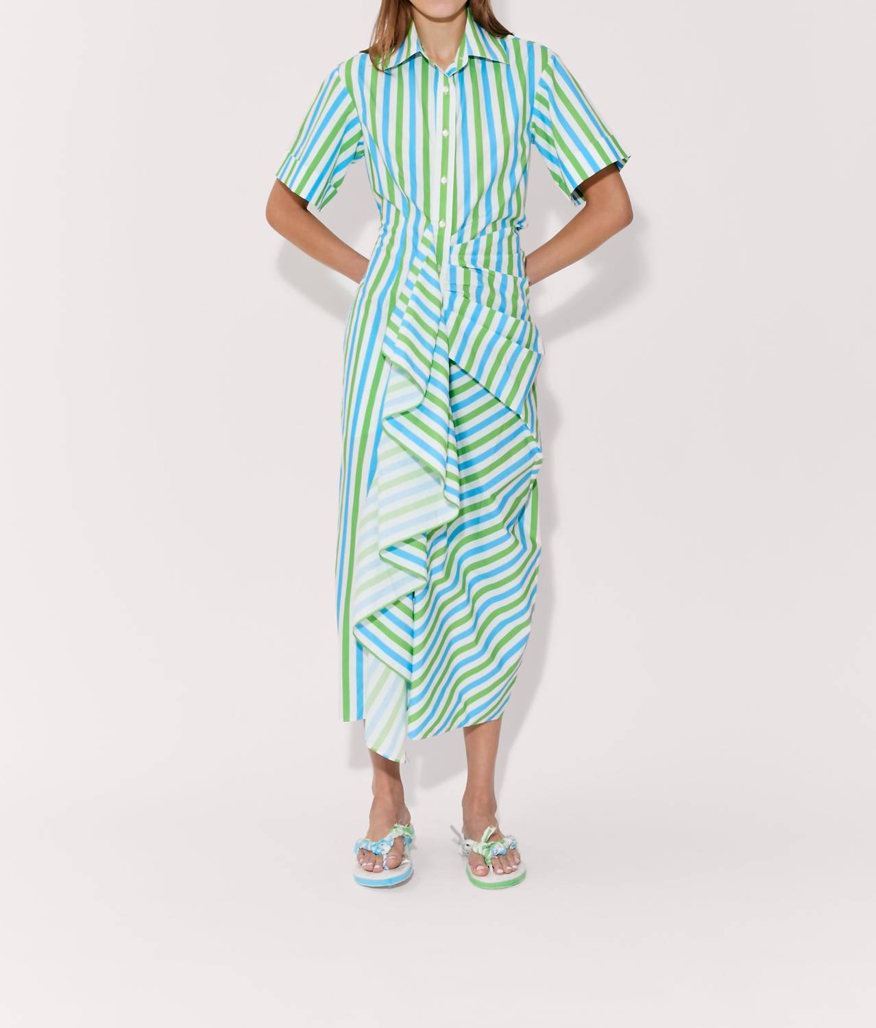 Rosie Assoulin - Gathered Ruffle Shirt Dress