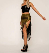 Omni - Metallic 3 Layered Fringe Skirt