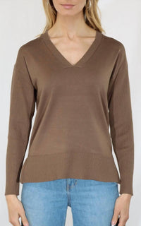 Metric Knits - V-Neck Pullover Sweater with Rib Sleeve