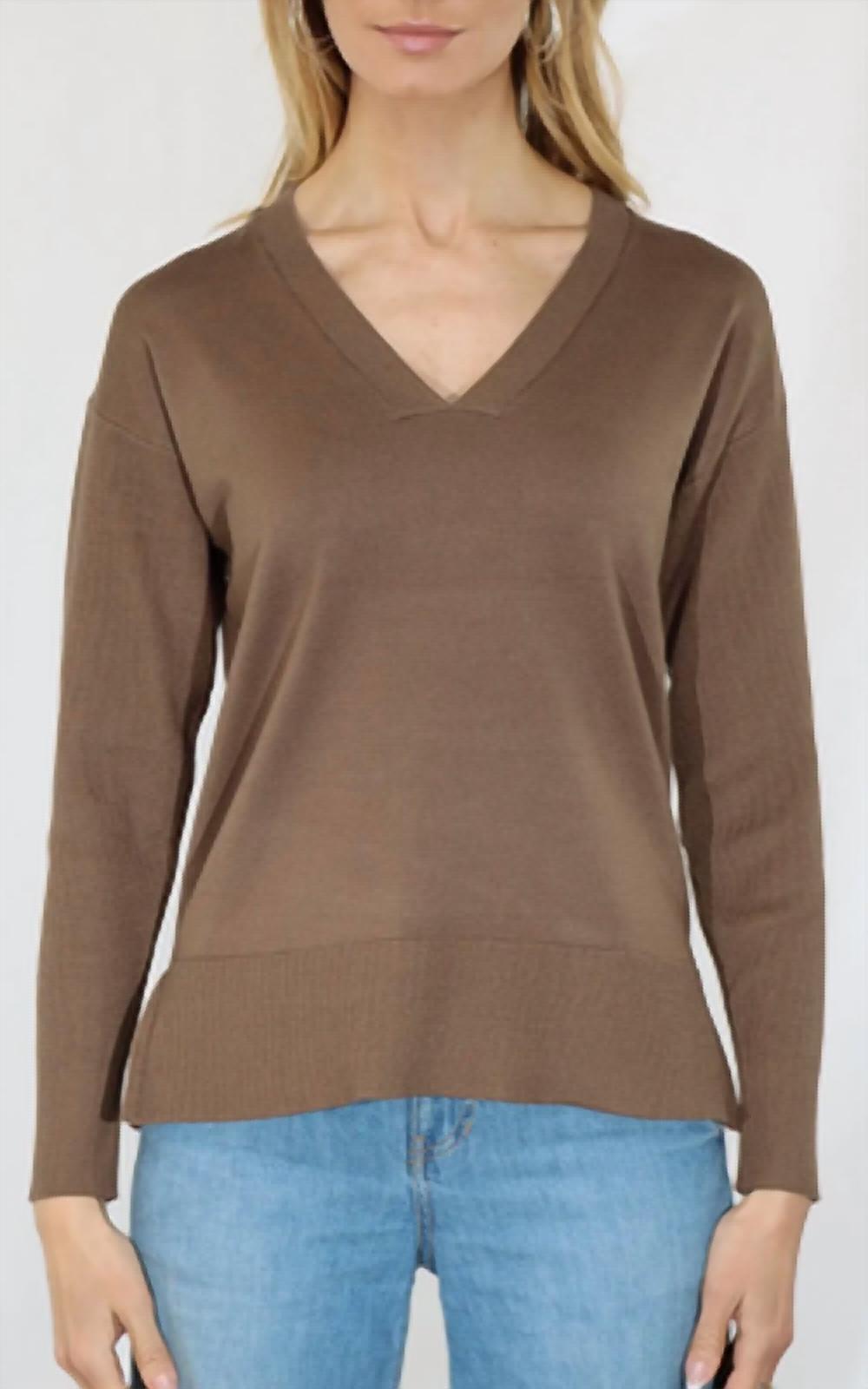 Metric Knits - V-Neck Pullover Sweater with Rib Sleeve