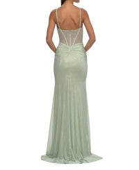 La Femme - Beaded mesh gown