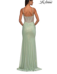 La Femme - Beaded mesh gown