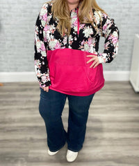 Flowerdaze - Half Zip Hoodie Sweatshirt With Thumbholes