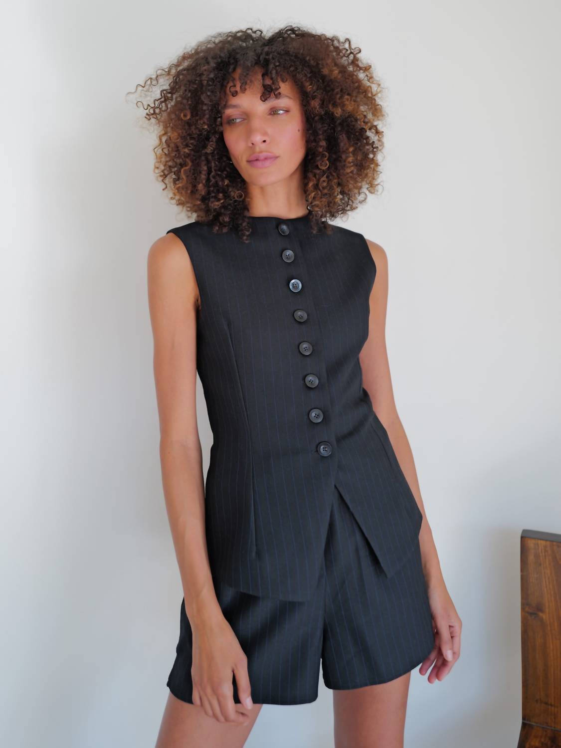 Sloan - Pinstripe Wool Sculpted Vest