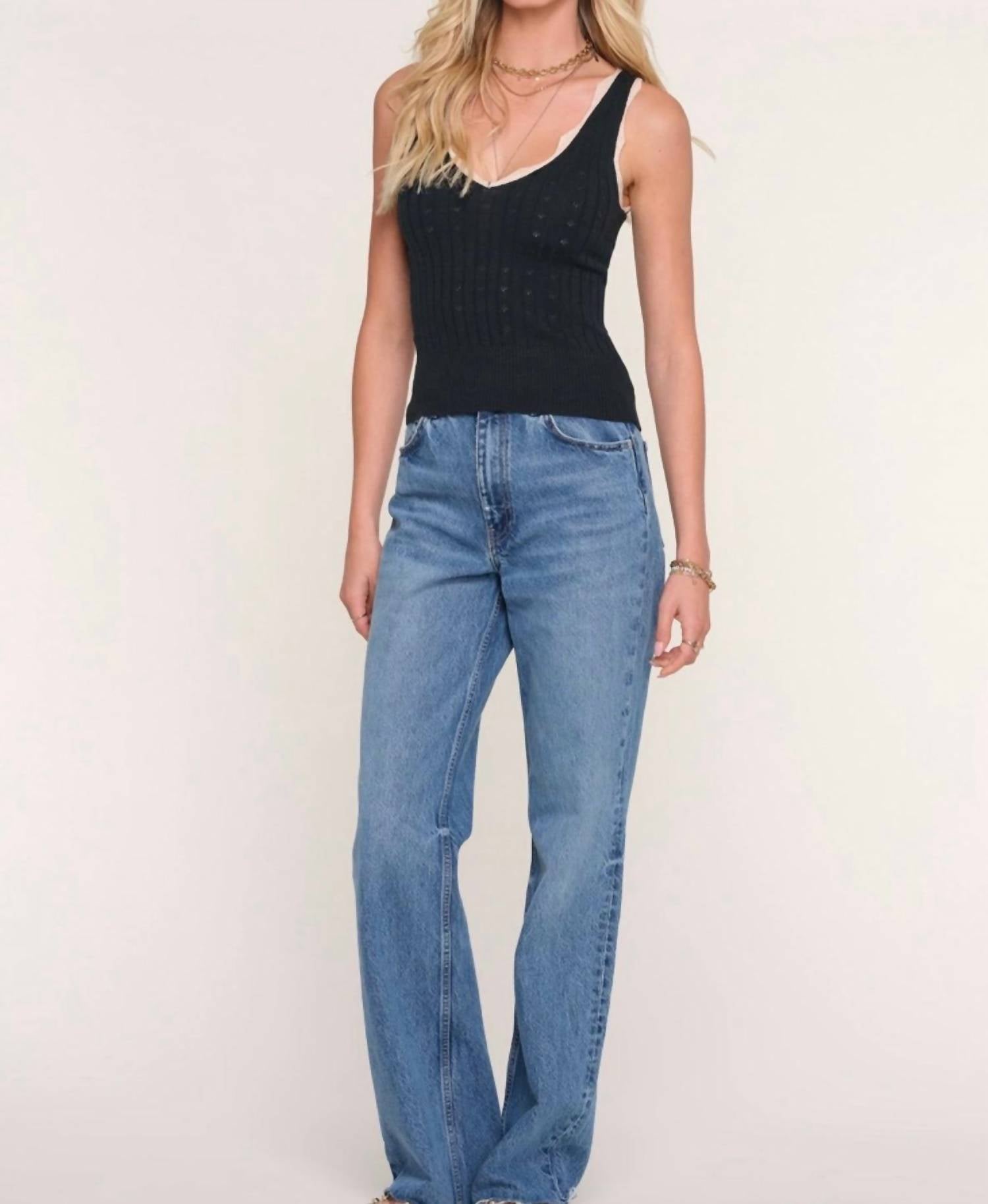 heartloom Kayla Ribbed Scoop Neck Tank Top in black - women's tank top - view 4