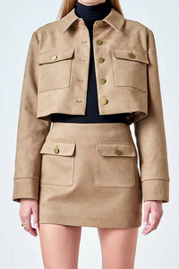 Endless Rose - Faux Suede Cropped Jacket