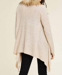 Staccato - Faux Fur Trim Waterfall Sweater