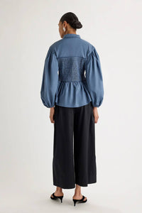 Merlette - Sabina Smocked Puff Sleeves Top