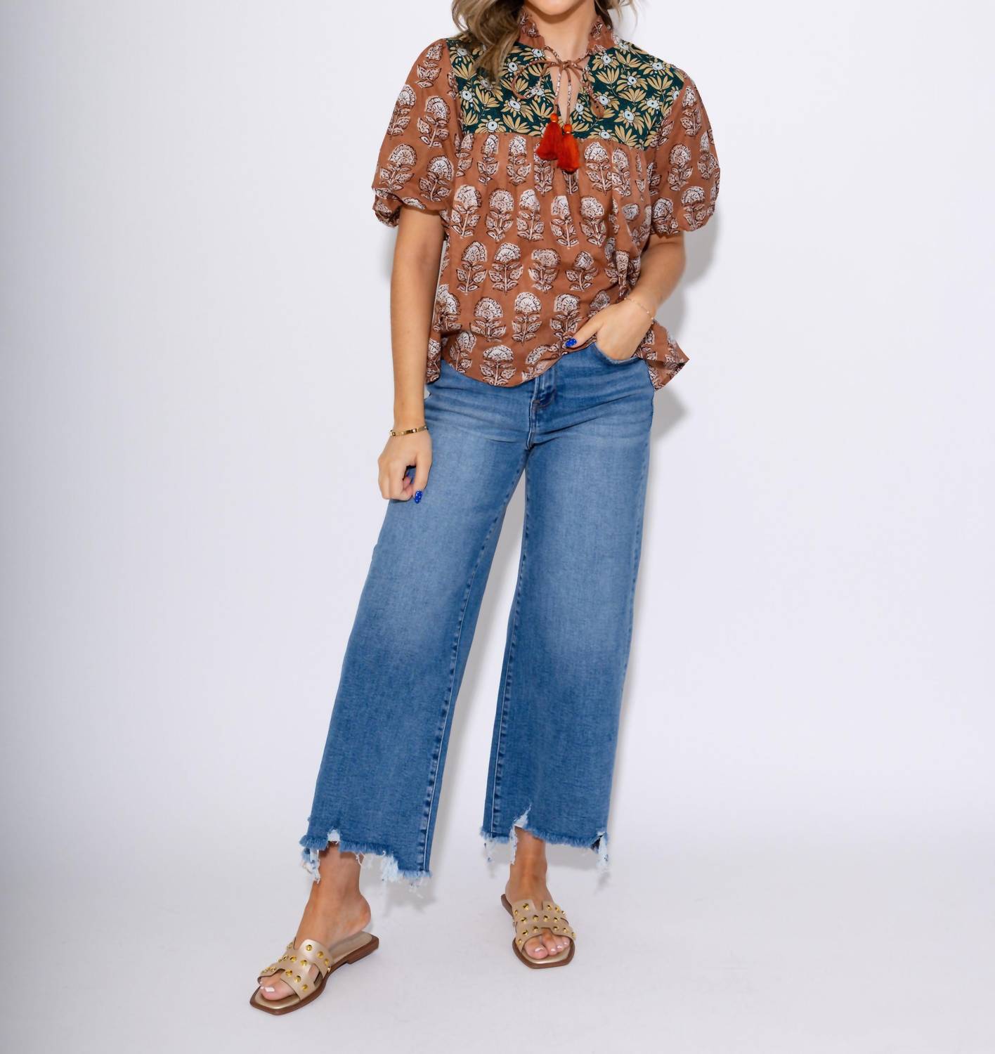 Thml - Floral Affairs Neck Tie Top