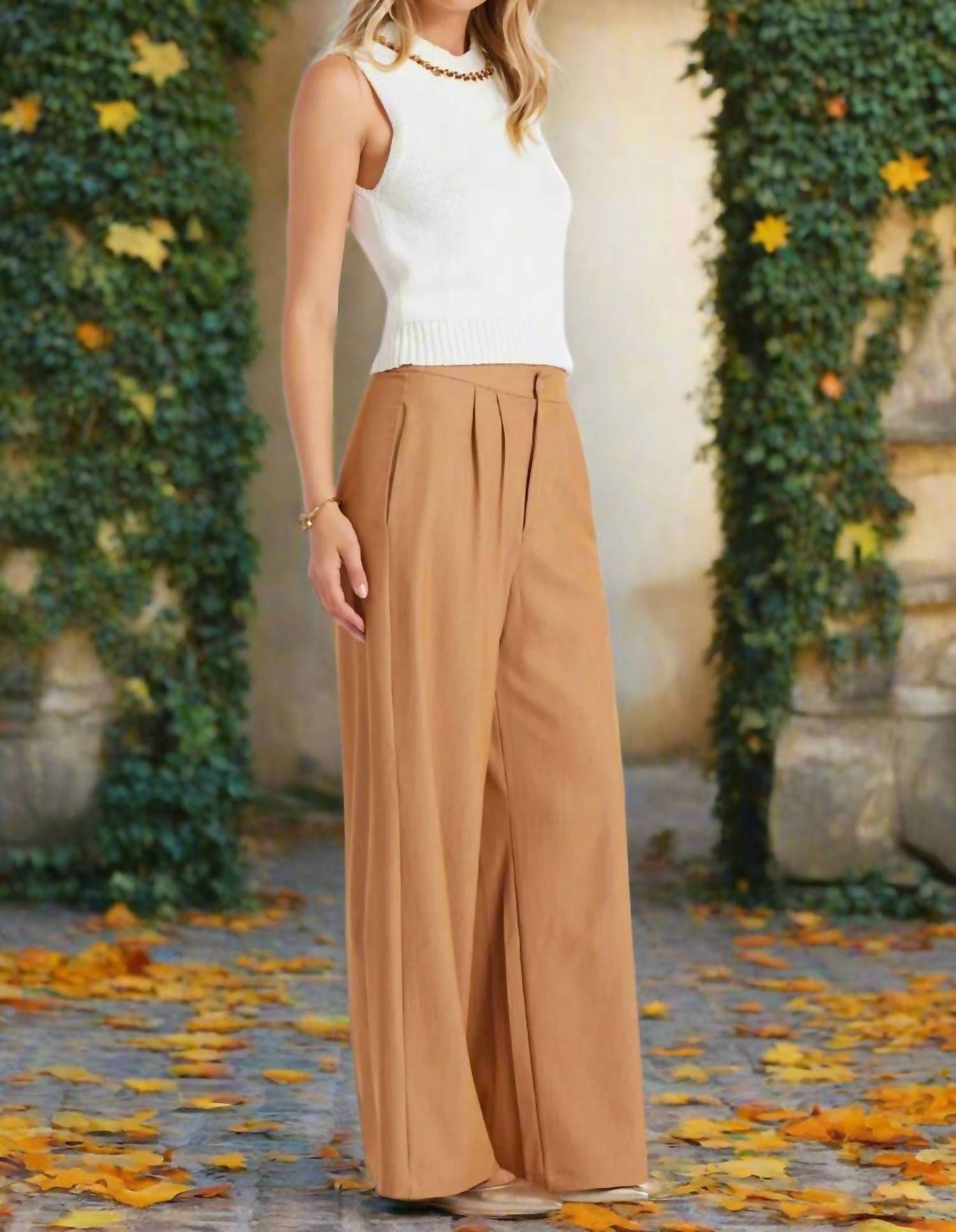 bishop + young Marbella Wide Leg Pant in honey - women's pants