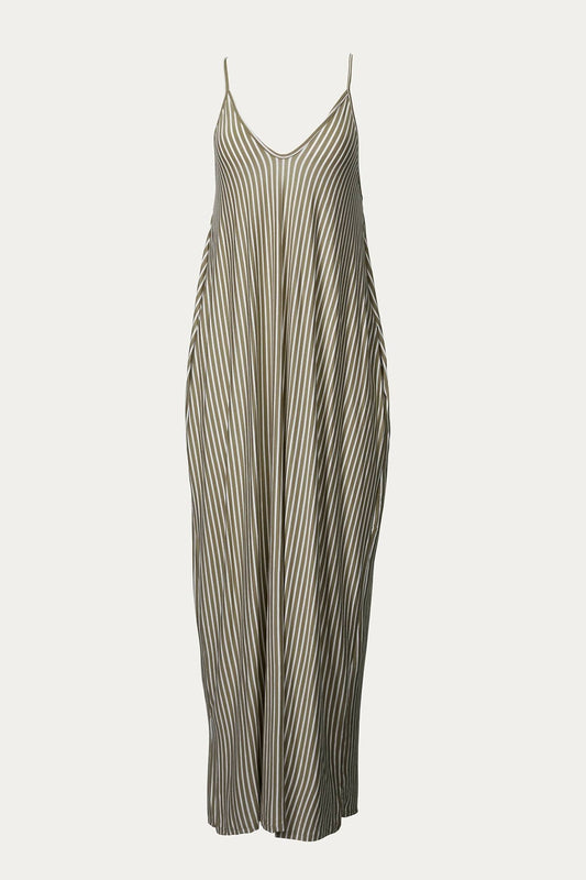 STRIPED STRETCH-MODAL JERSEY MAXI DRESS