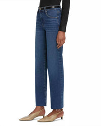 FRAME Mellow High Rise Slim Wide Leg Jeans in elixir raw after - women's jeans - alternate view