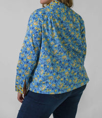 Just Bellina - Button Down Long Sleeve Floral Blouse - Plus