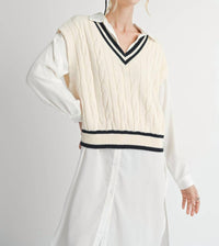 Sadie & Sage - Tara V Neck Cable Sweater
