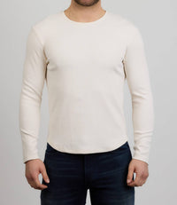 Monfrere Dann Ribbed Long Sleeve Shirt in vintage blanc - men's long sleeve top