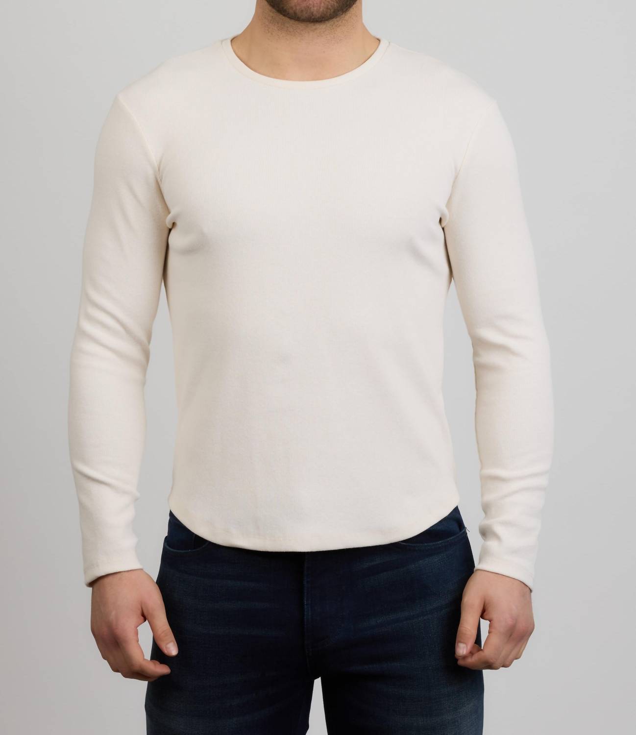 Monfrere Dann Ribbed Long Sleeve Shirt in vintage blanc - men's long sleeve top