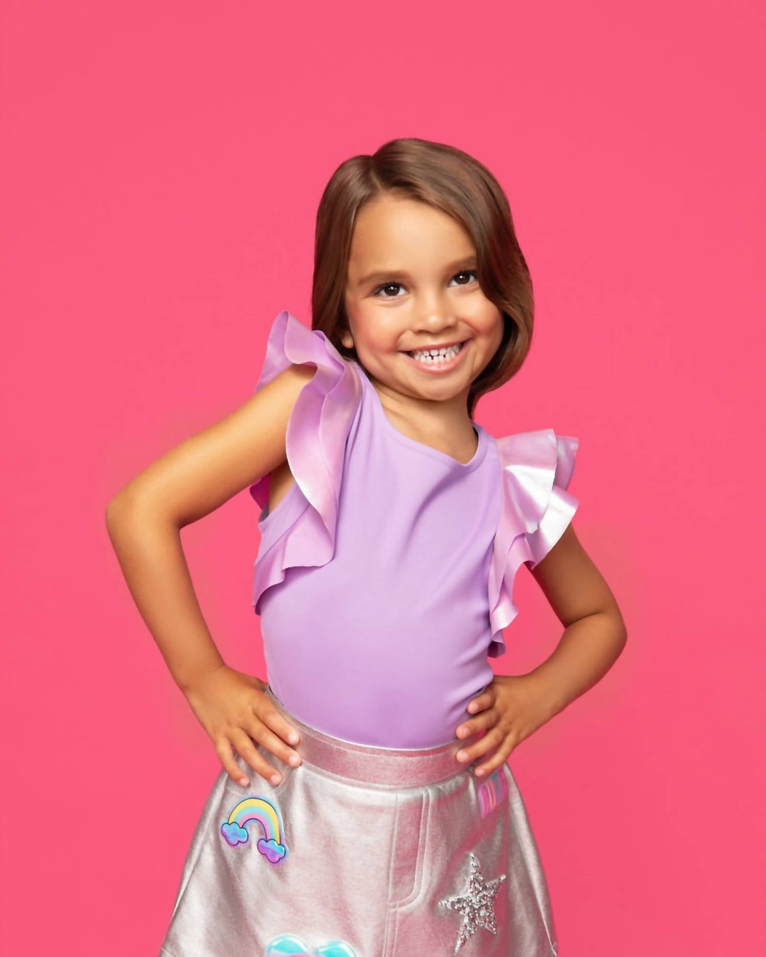 MIA Girls' Flutter Top in dusty purple - kids' blouse
