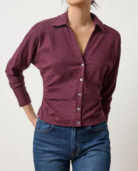 Lilla P - Side Pleat Button Down Shirt