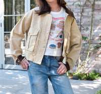 8apart Junior Women's Korey Cropped Jacket in khaki - women's jacket - detail view