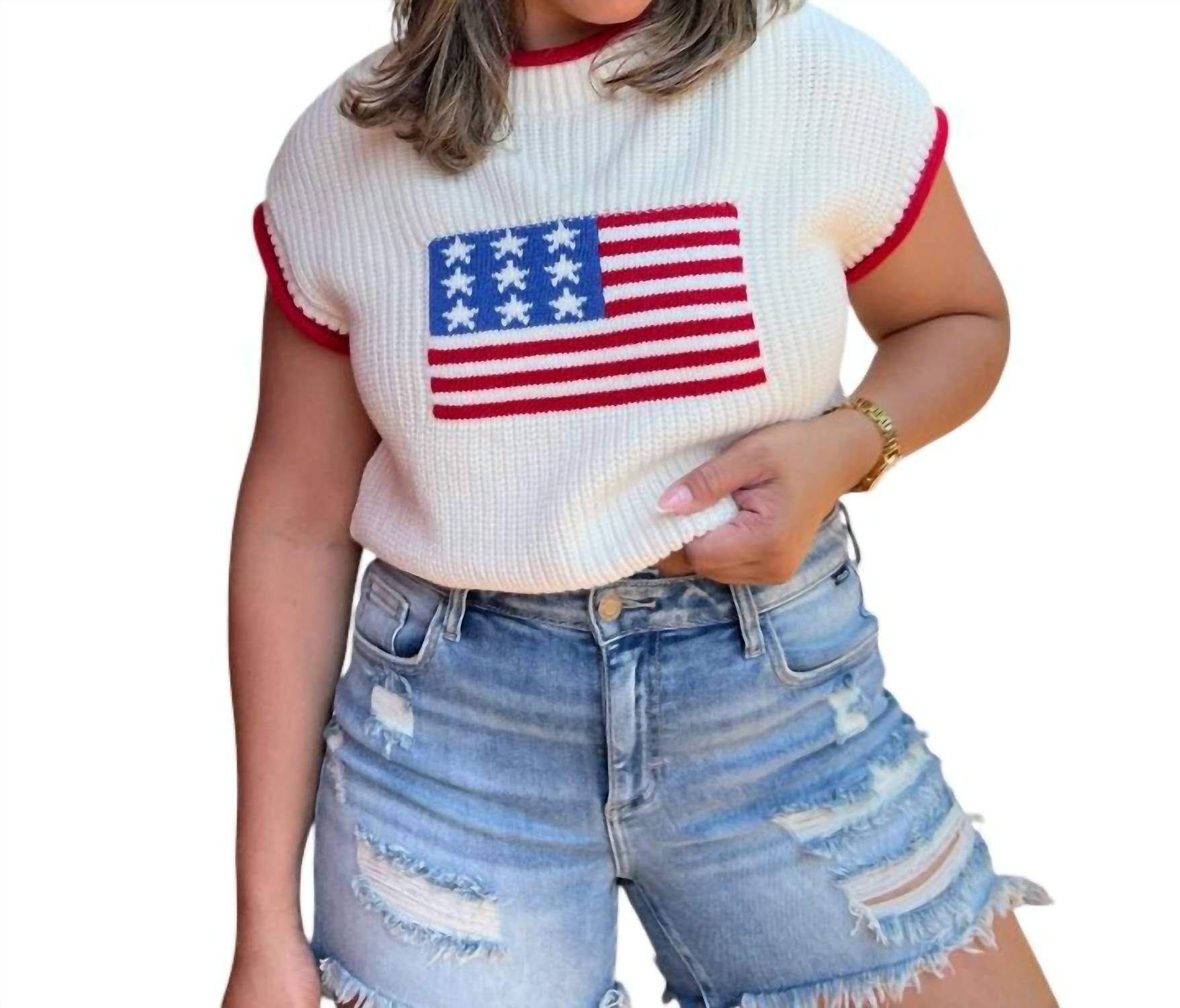 Day + Moon - USA Cropped Sweater