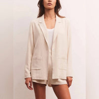 Z Supply Women's Chateau Linen Blazer in ecru - women's jacket