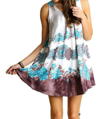 Umgee - Floral Crossed Neck Sleeveless Dress
