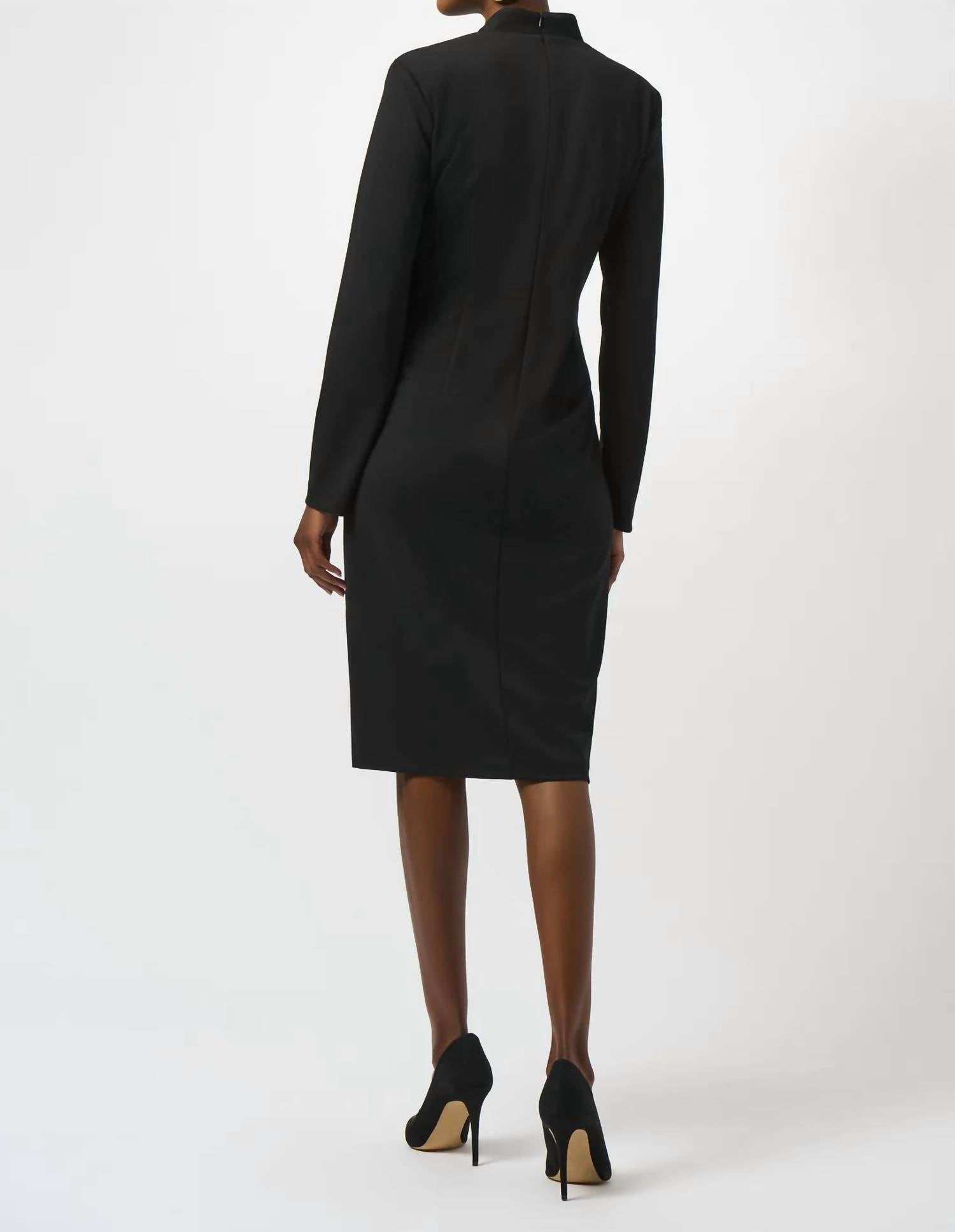 Joseph Ribkoff V-neck Long Sleeves Sheath Dress in black - women's dress - detail view