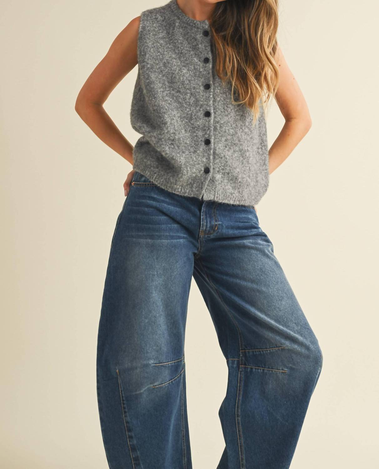 Klesis - Soft Button Detail Sweater Vest