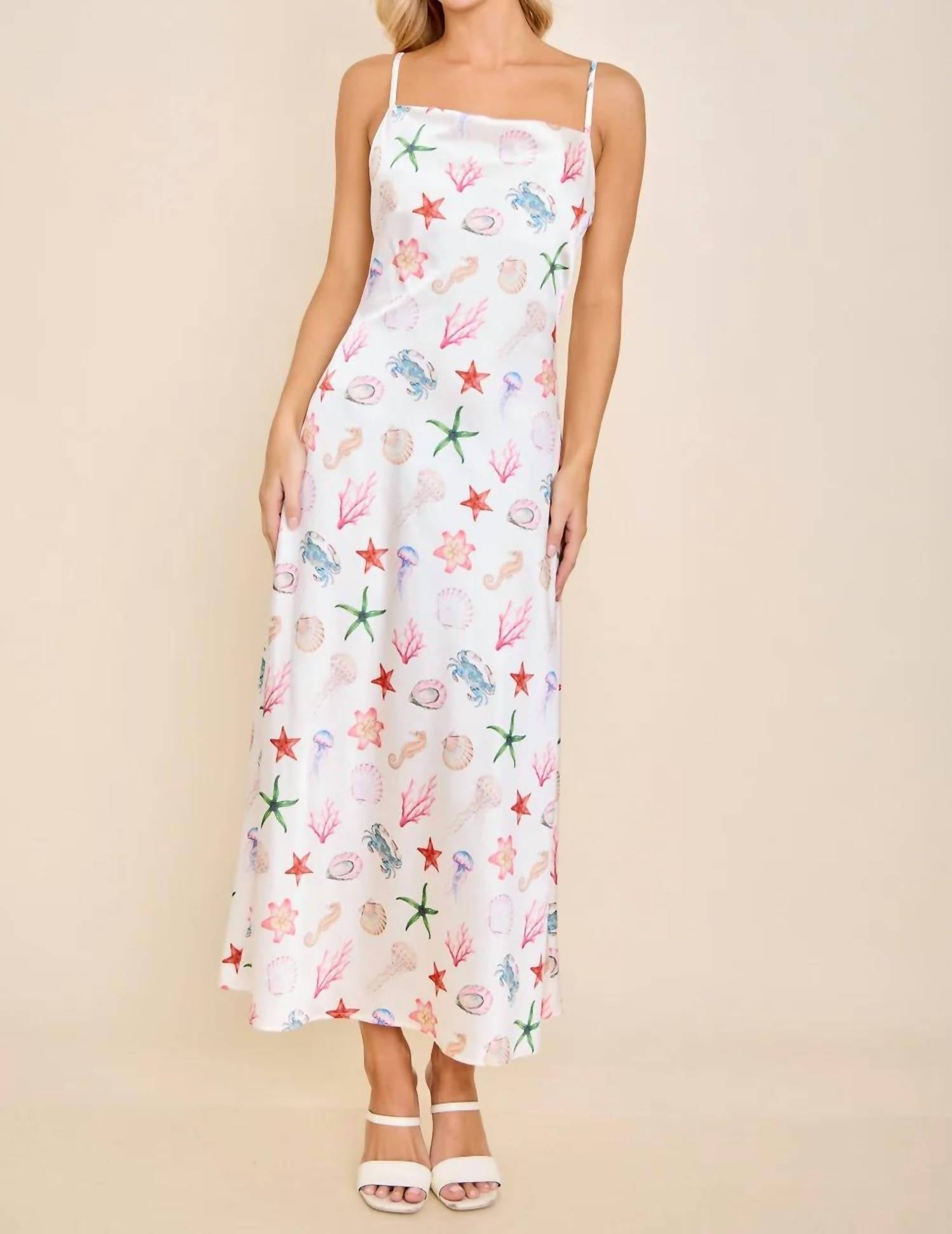 Main Strip - Capri Seashell Coastal Slip Midi Dress