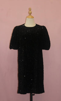 Vine & Love Women's Velvet Sequin Accent Knee Dress in black - women's dress