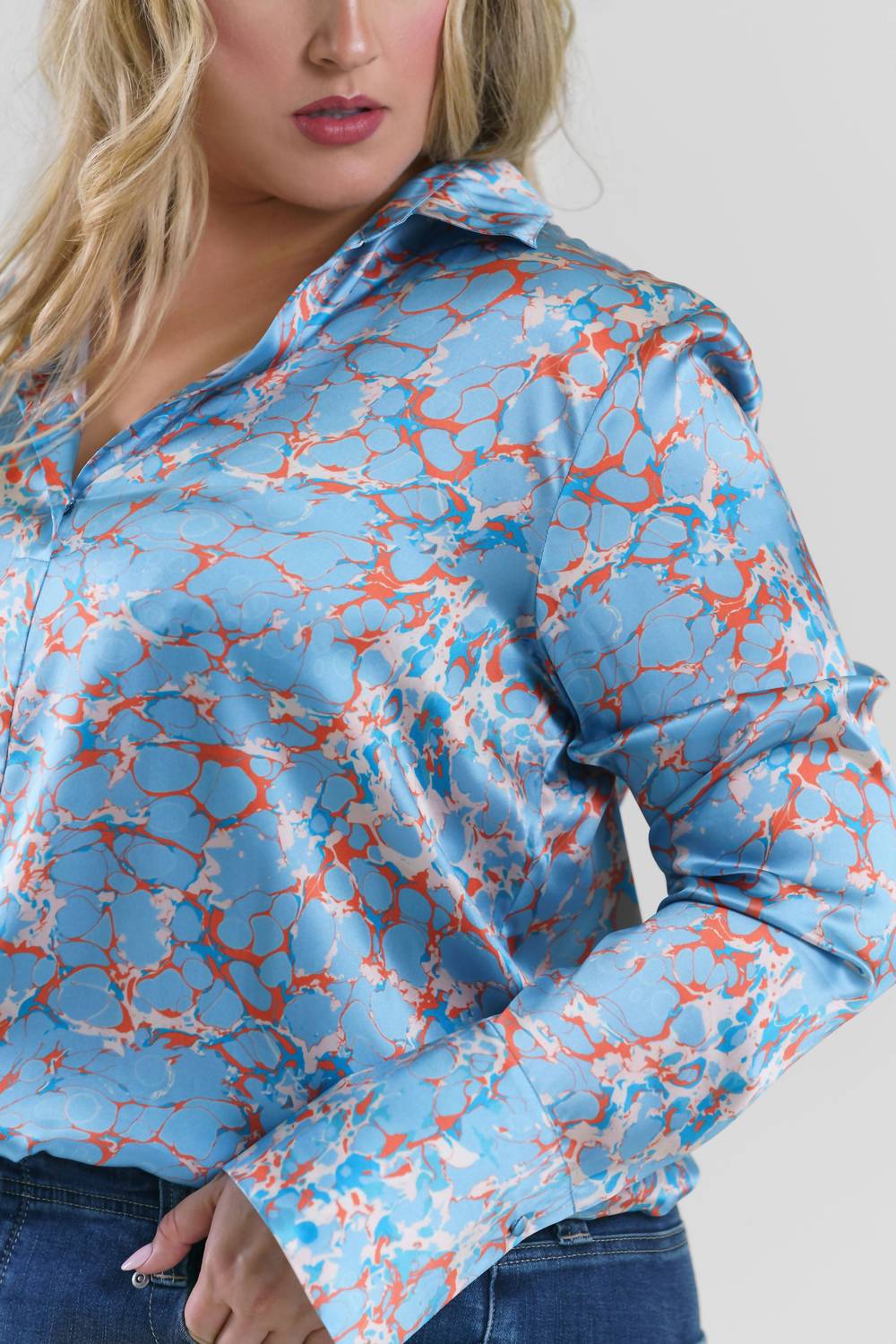 Catherine Gee - Daria French Cuff Silk Blouse - Plus