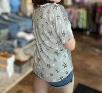 7Th Ray - Leopard Star Patchwork Top