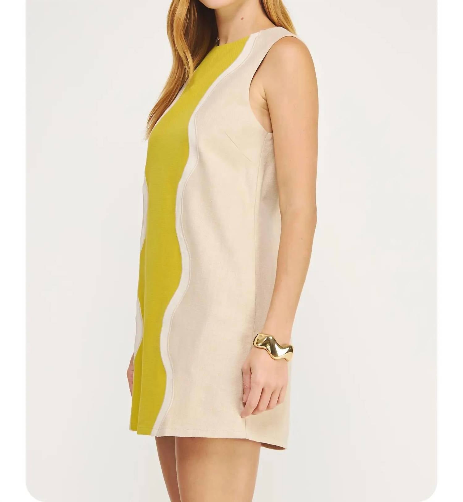 Strut & Bolt - Wavy Contrast Color Block Mini Dress