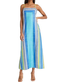 Donna Morgan - Woven Square Neck Striped Maxi Dress With Back Zipper