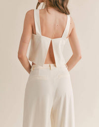 Sage The Label - Follow Me Relaxed Open Back Crop Woven Top